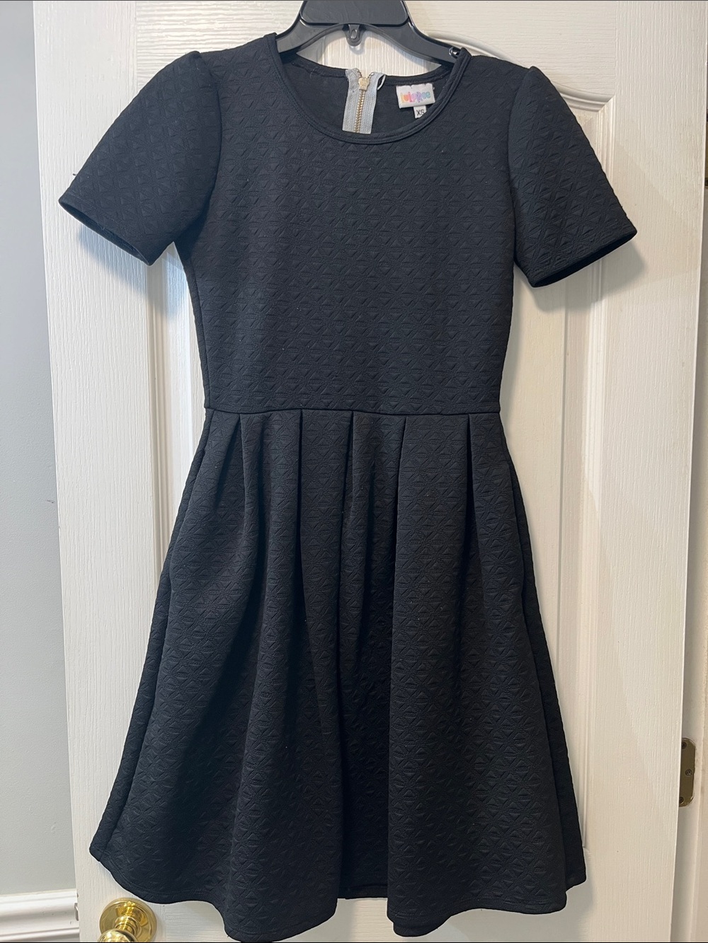 LuLaRoe black Textured Fit-and-Flare Dress